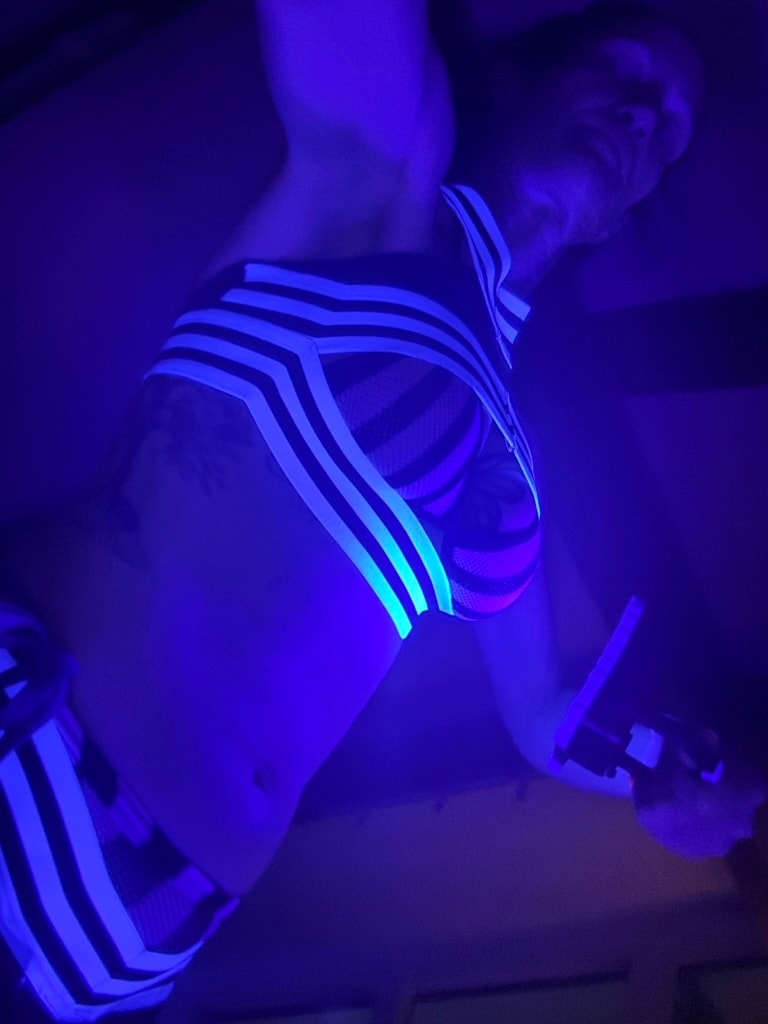 Neon glowing striped clothing ultraviolet light