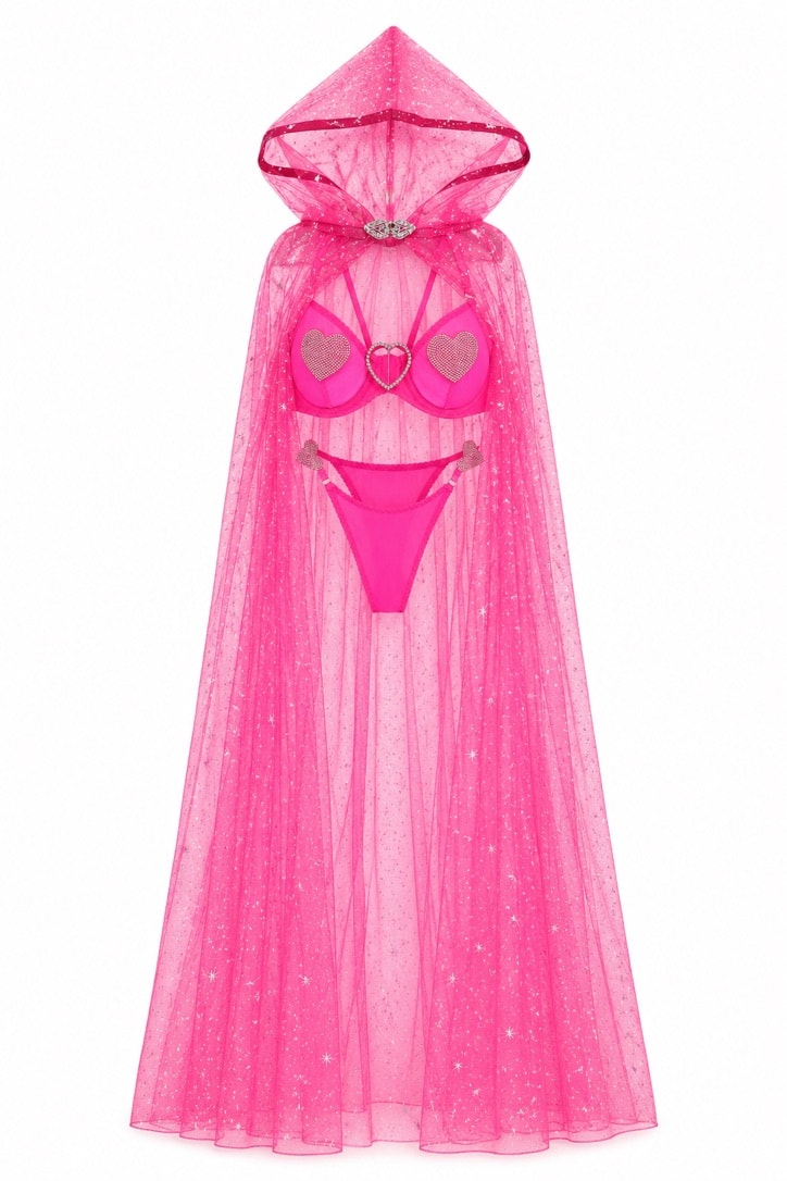 Pink sparkly mermaid costume with cape
